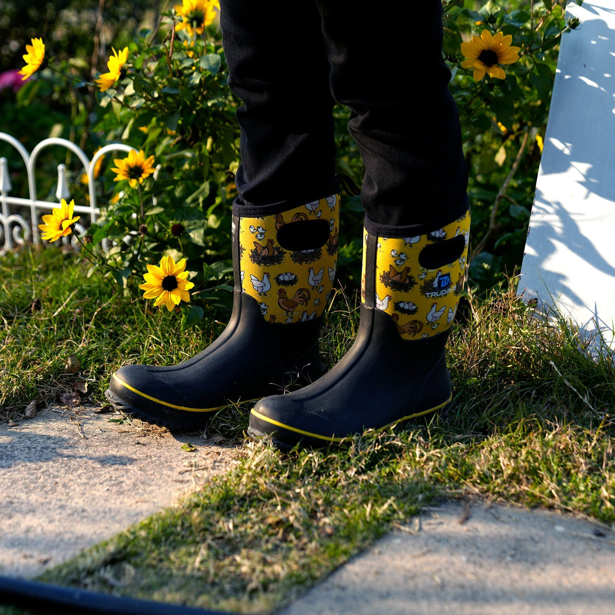 Showave Women's Rain Boots – Mid Calf Waterproof Rubber Neoprene Boots With Handles For Garden & Outdoor