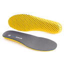 Front view of Trudave ToughCush Comfort Insoles, showing one top and one bottom side, featuring honeycomb EVA cushioning and moisture-wicking top cloth for breathable, all-day support and shock absorption.