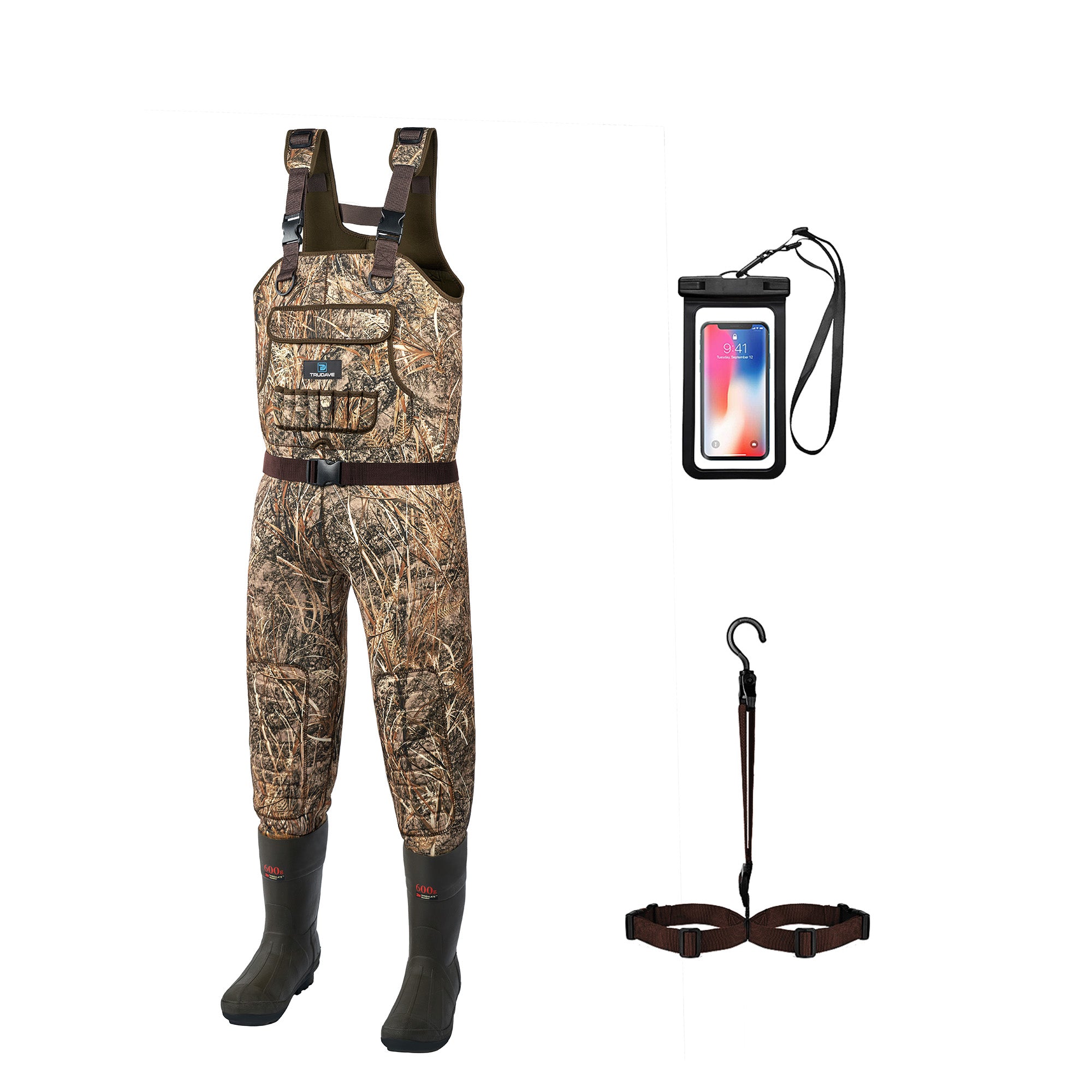 Trudave AquaShield Series Men's Waterproof Hunting & Fishing Chest Waders with Boots