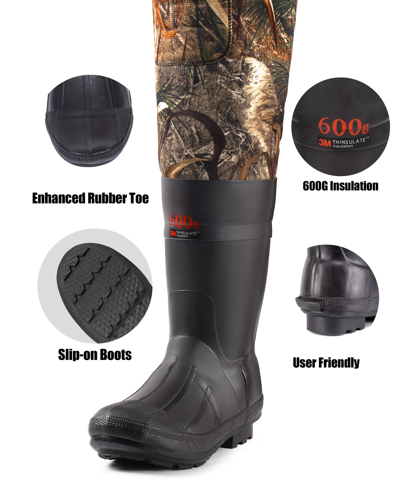 Trudave AquaShield Series Men's Waterproof Hunting & Fishing Chest Waders with Boots