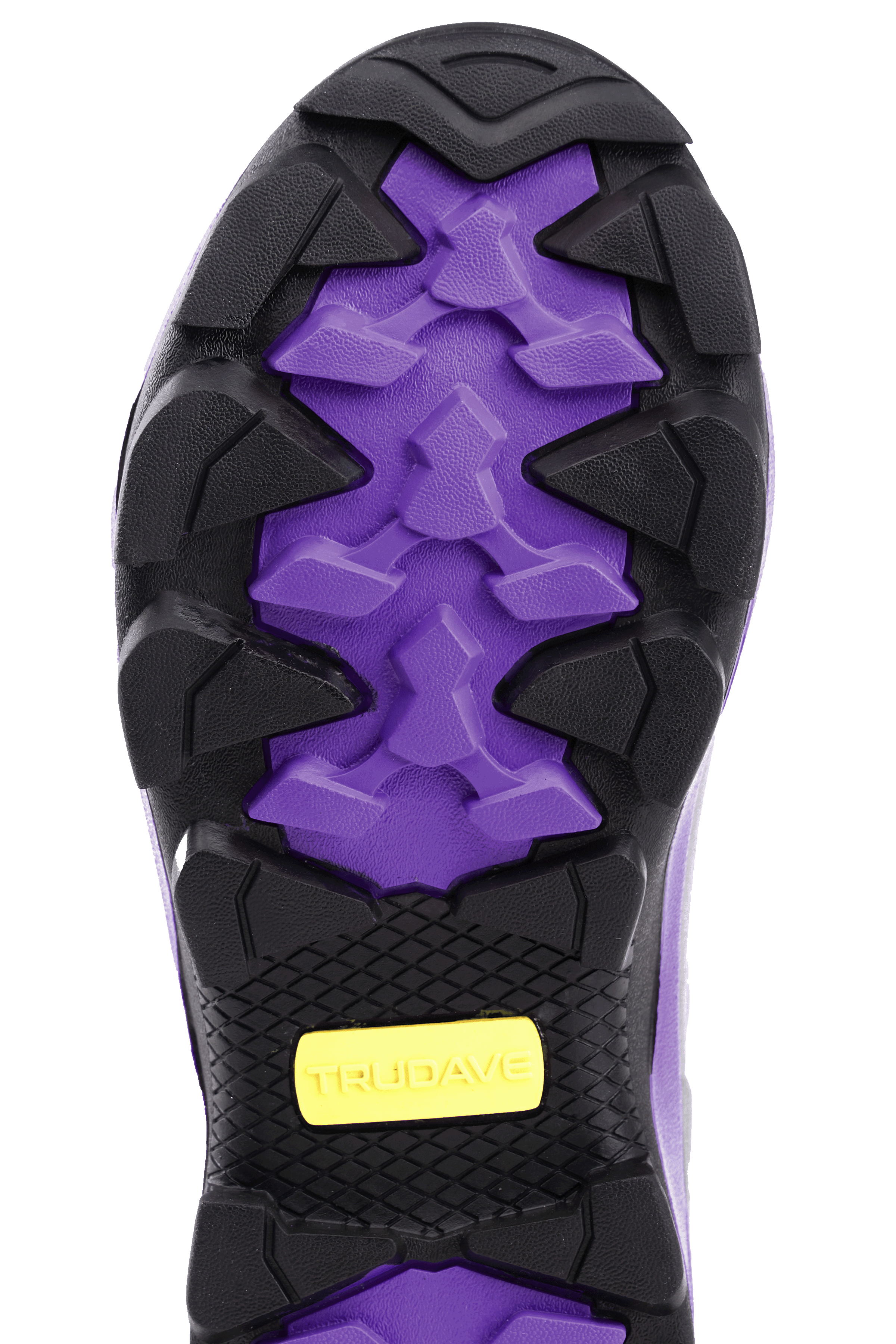 Close-up of the outsole on Trudave MudGuard Series women’s mid-calf waterproof garden boots showing durable non-slip tread for wet and muddy yards