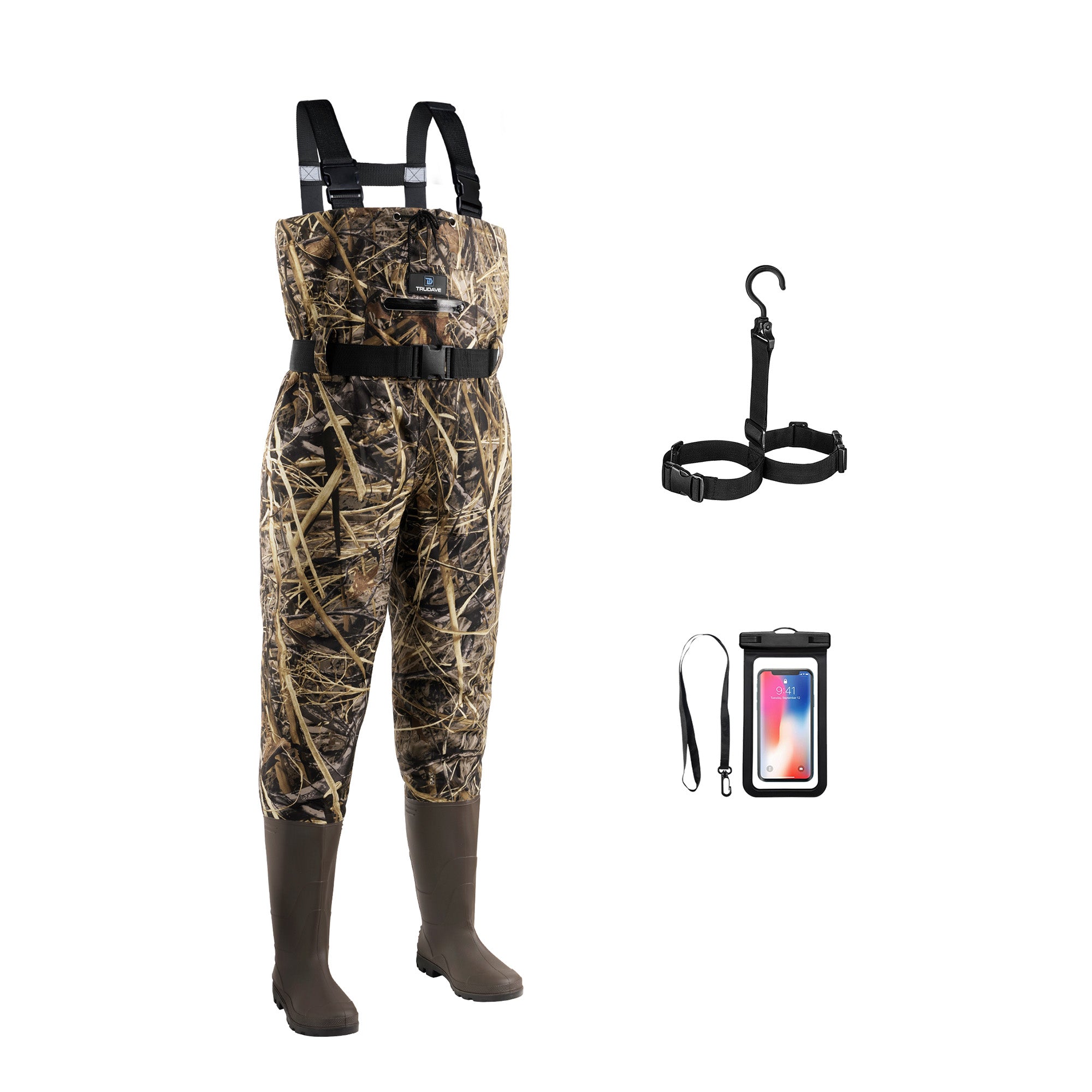 Trudave AnglerPro Series  Lightweight Waterproof Fishing Chest Waders With Boots