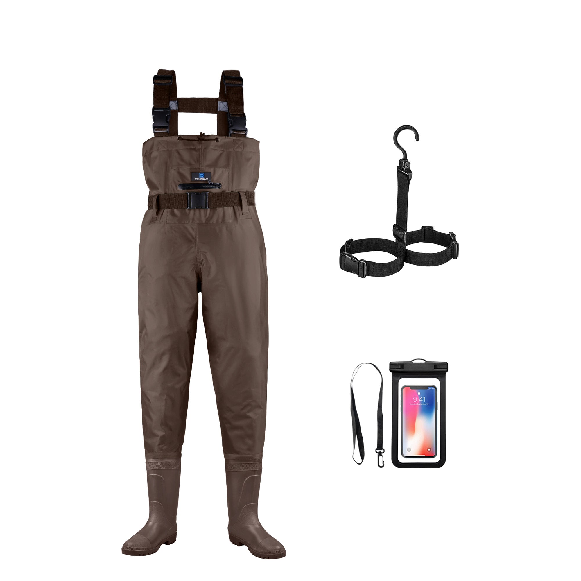 Trudave AnglerPro Series  Lightweight Waterproof Fishing Chest Waders With Boots