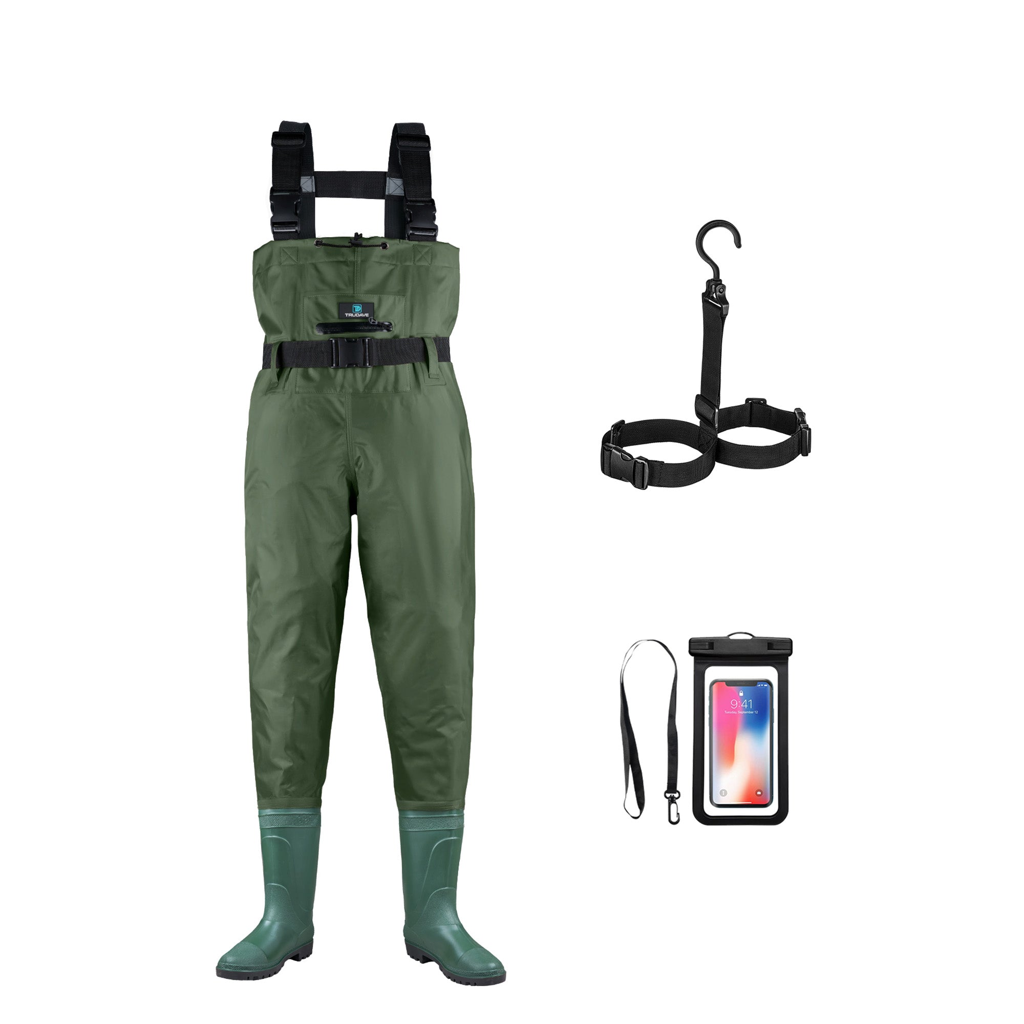 Trudave AnglerPro Series  Lightweight Waterproof Fishing Chest Waders With Boots
