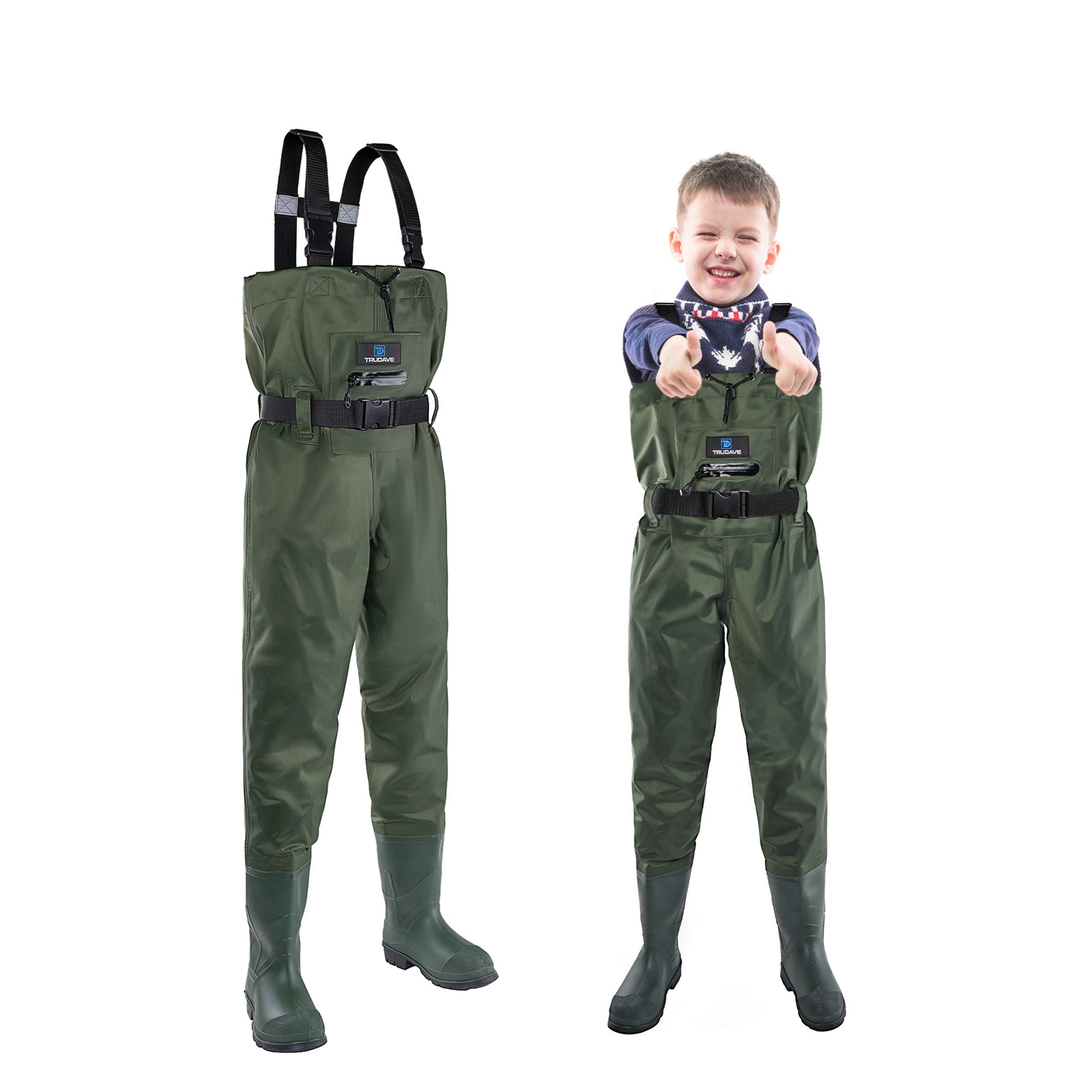 Trudave Splash Youth Series Kids' Waterproof Chest Waders with Boots – Fishing & Hunting Gear
