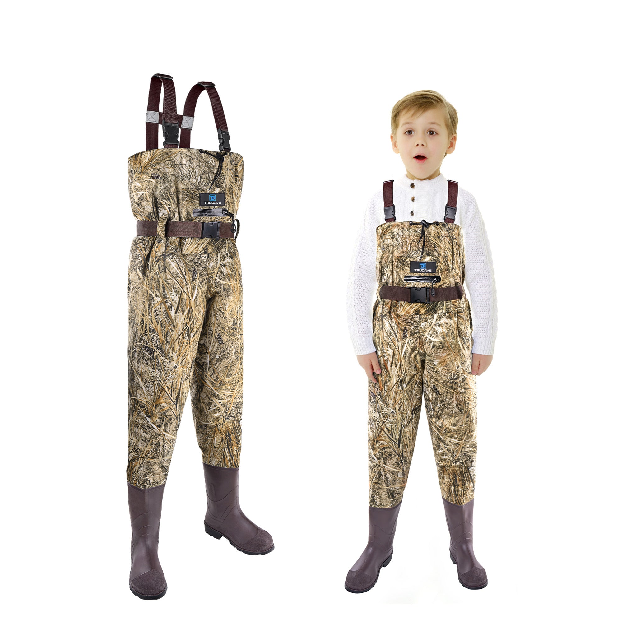 Trudave Splash Youth Series Kids' Waterproof Chest Waders with Boots – Fishing & Hunting Gear