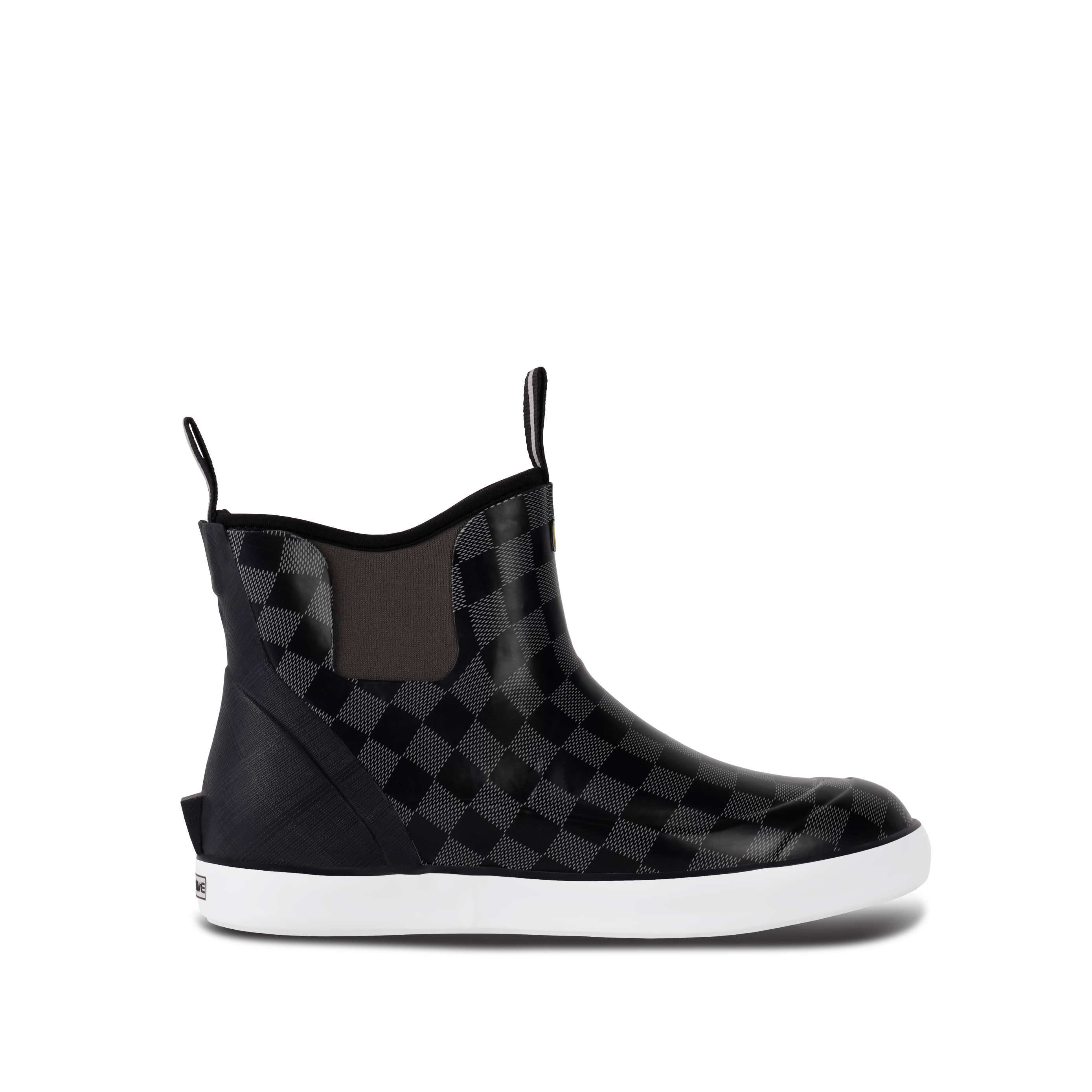 Trudave Men’s WaveLock Series Ankle Waterproof Insulated Deck Boots – black and white checkered side view
