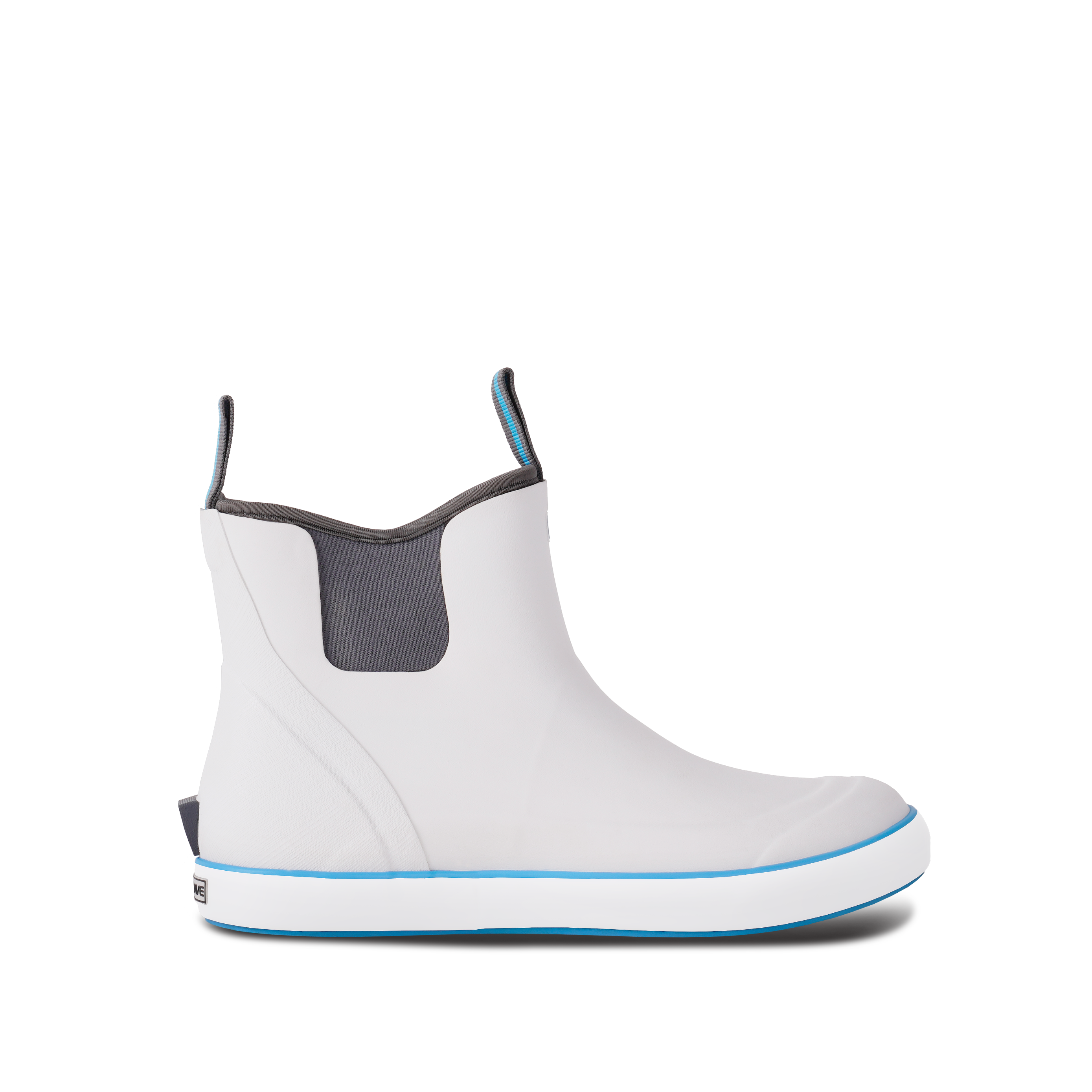 Trudave WaveLock Series Men’s White Waterproof Deck Boots – side view of insulated ankle rubber fishing boots