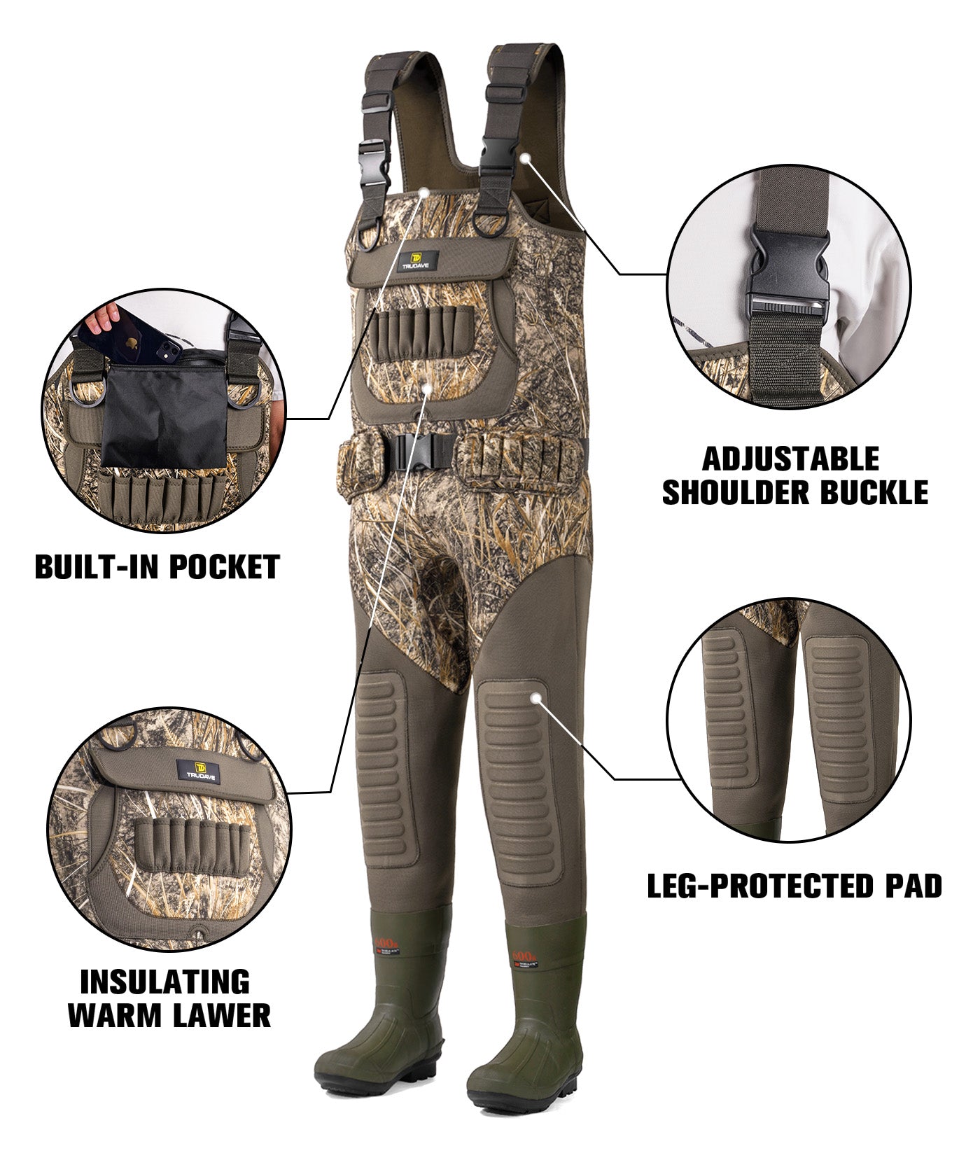 Trudave Hypershield Series Women's 600G Insulated Waterproof Hunting Waders