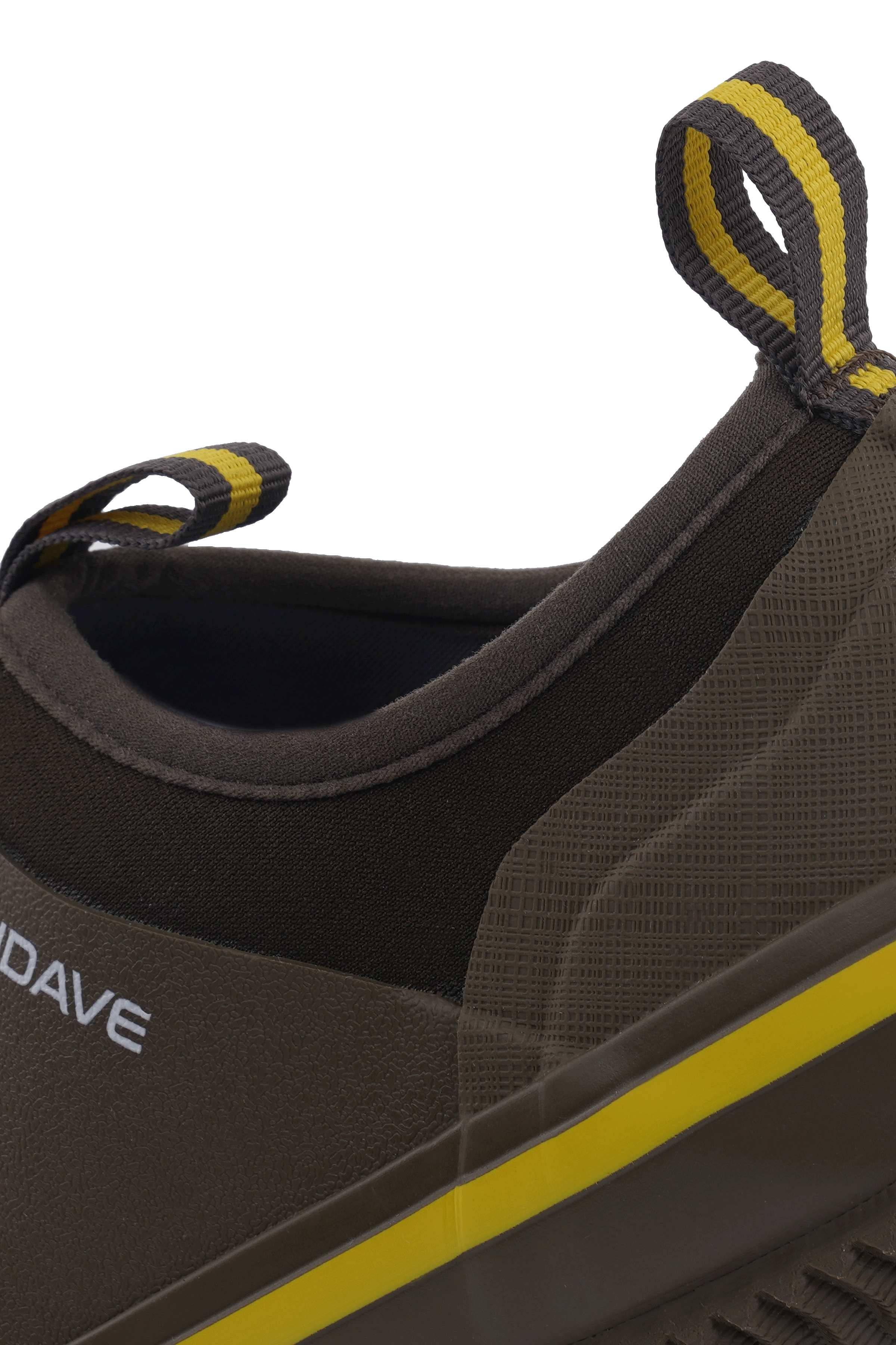 alt="Close-up of the collar opening on Trudave GreenStep Series waterproof slip-on garden shoes in brown color, showing reinforced rubber edge and smooth waterproof lining for comfort, durability, and easy slip-on use during gardening and outdoor chores"
