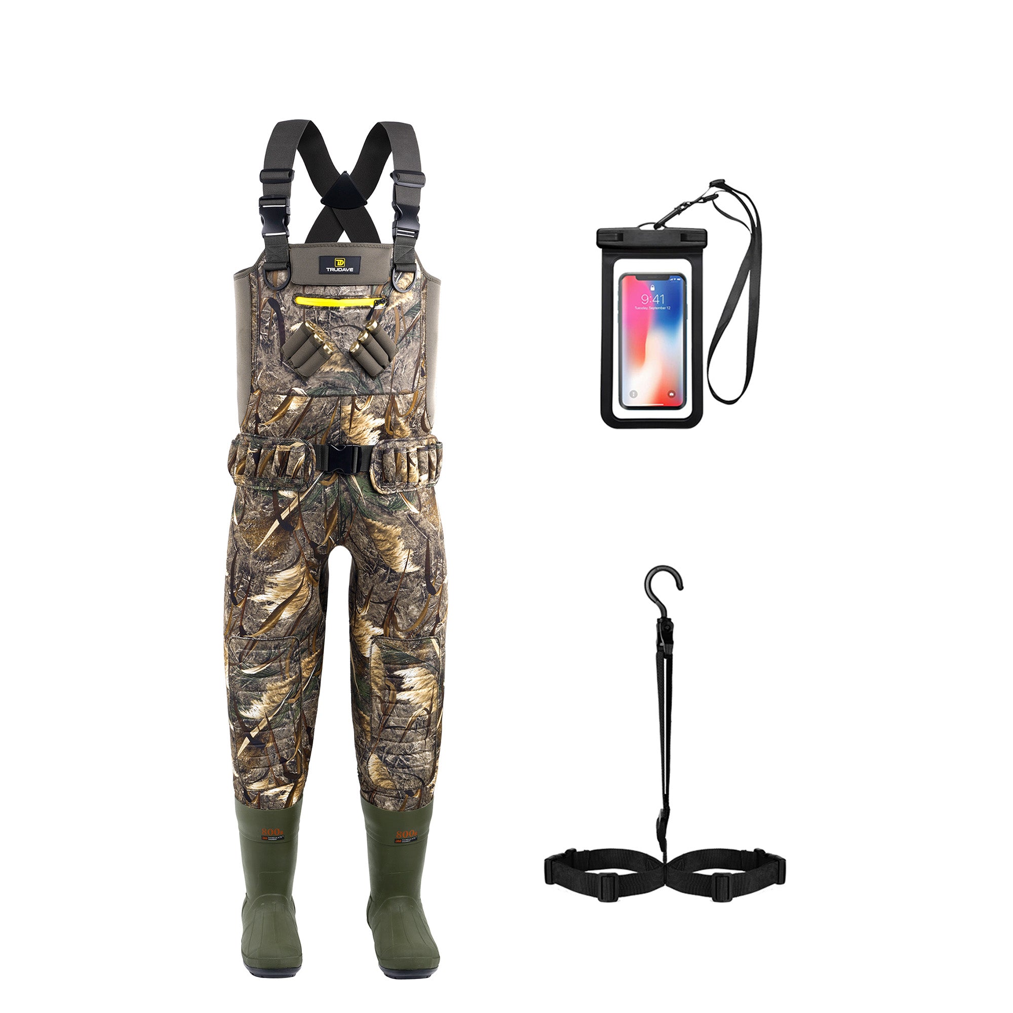 Trudave InfinityShield 800g Insulated Neoprene Hunting Waders – 100% Waterproof Camo Chest Waders