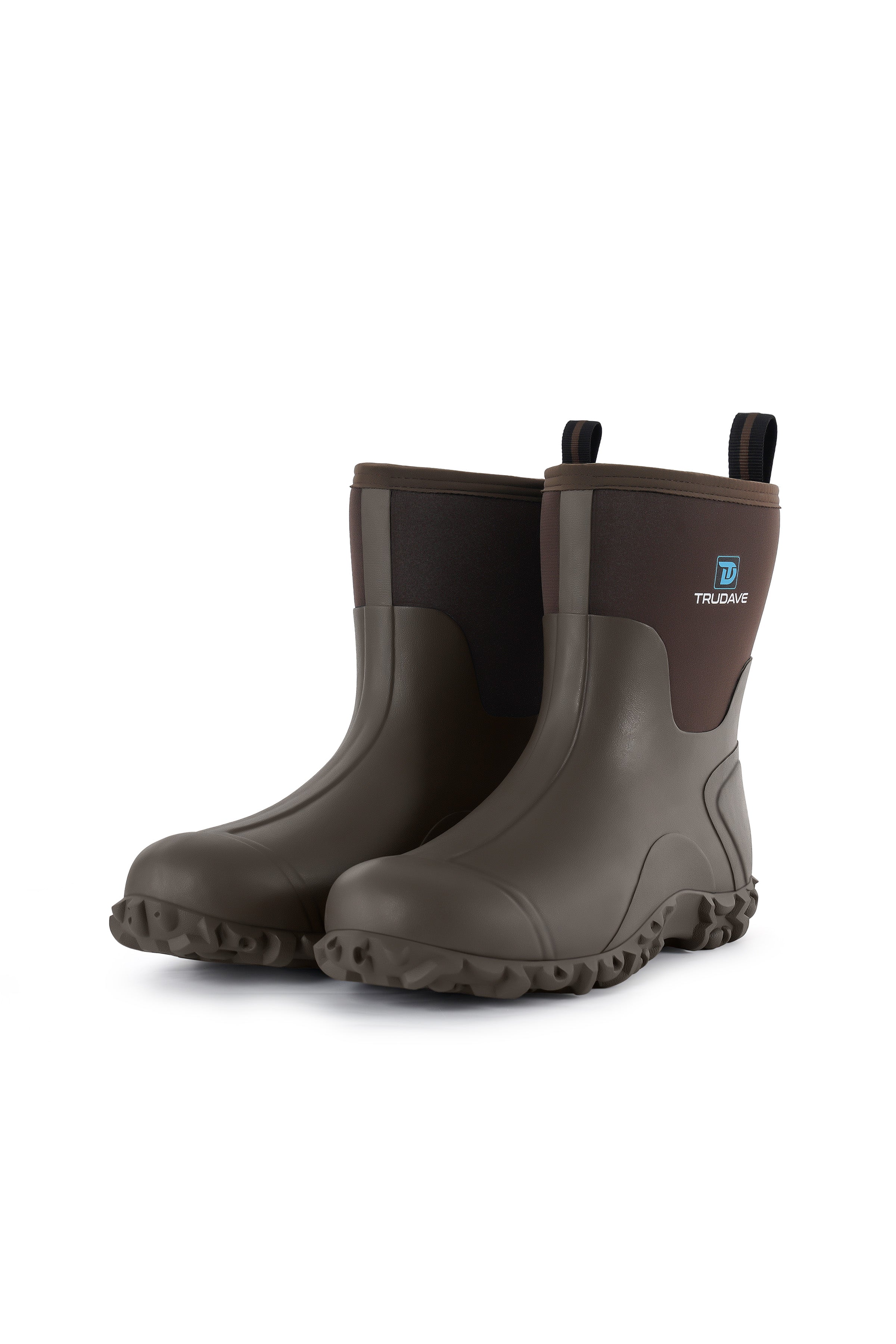 Trudave AquaGrip Series Men's Waterproof Garden, Farm & Rain Boots – Mid-Calf Rubber Work Boots