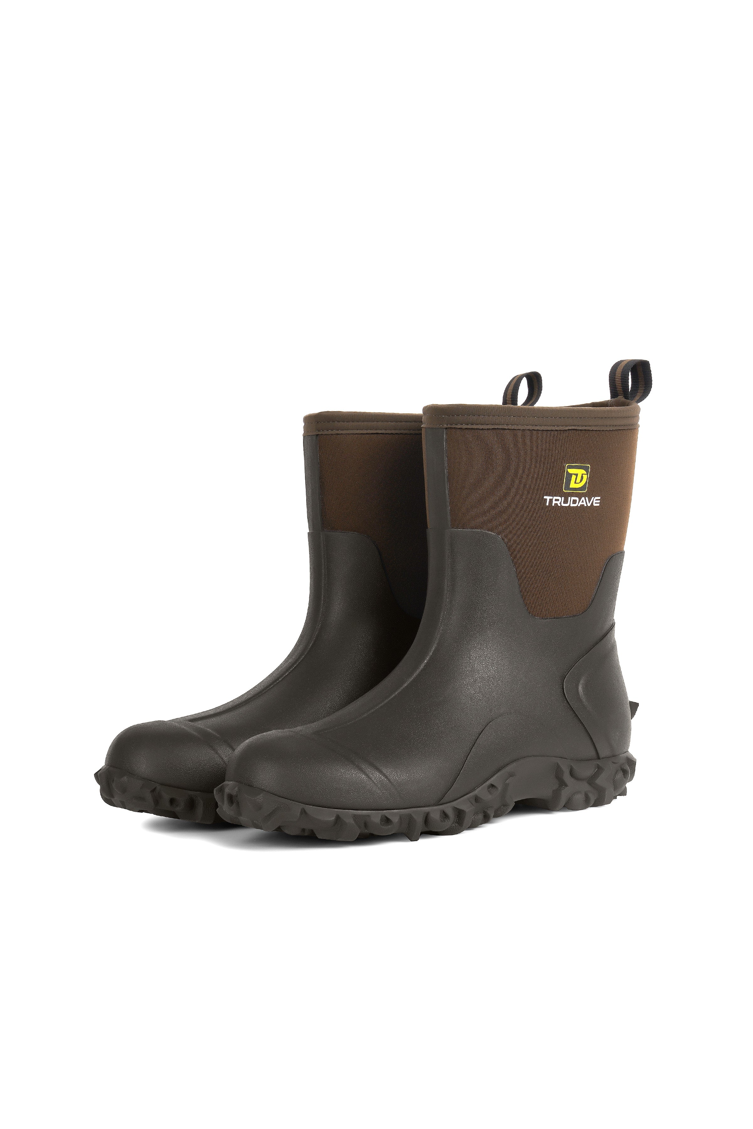 Trudave AquaGrip Series Men's Waterproof Garden, Farm & Rain Boots – Mid-Calf Rubber Work Boots