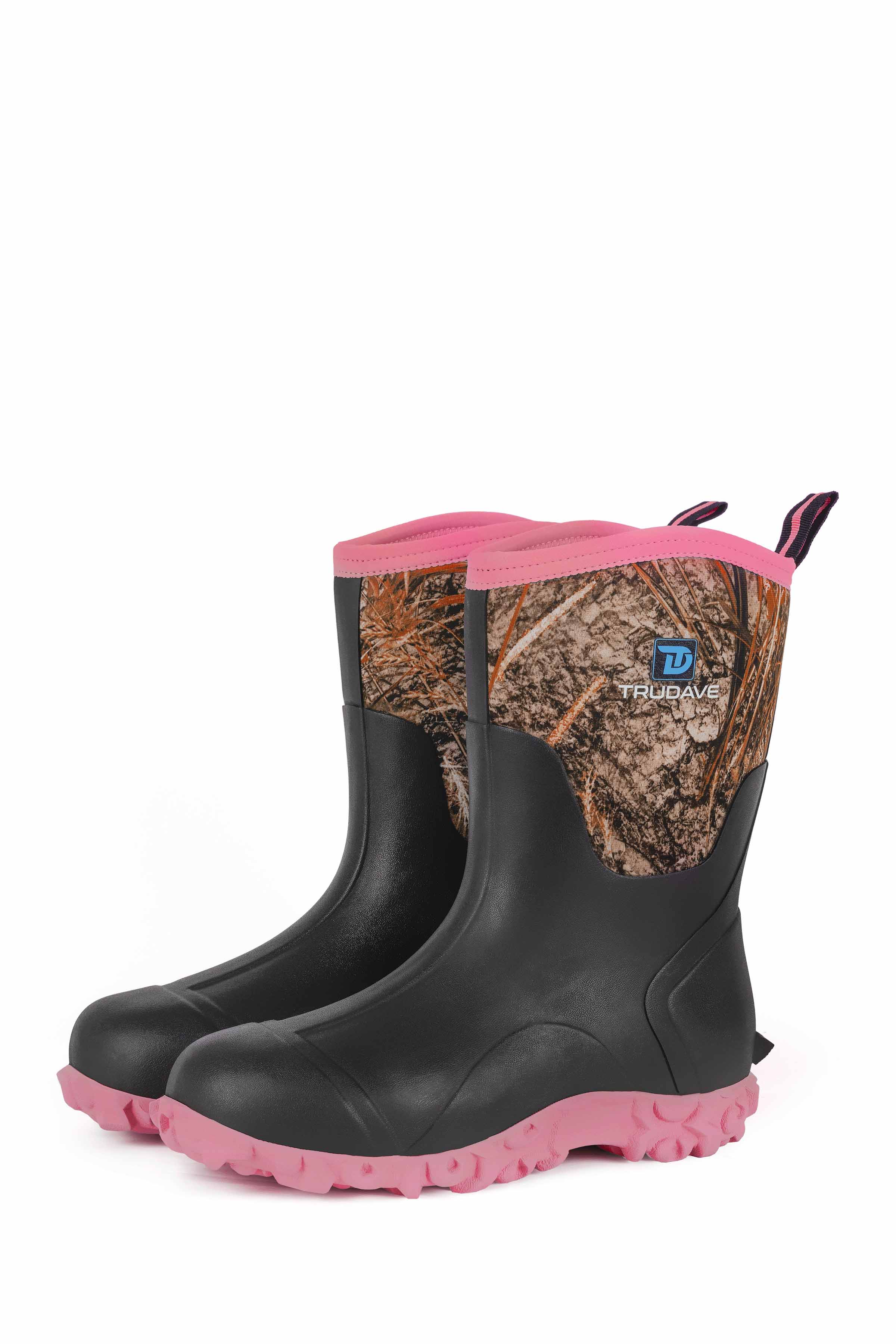 Trudave Women's Mid-Calf Waterproof Rubber Rain Boots – MudTrek Series