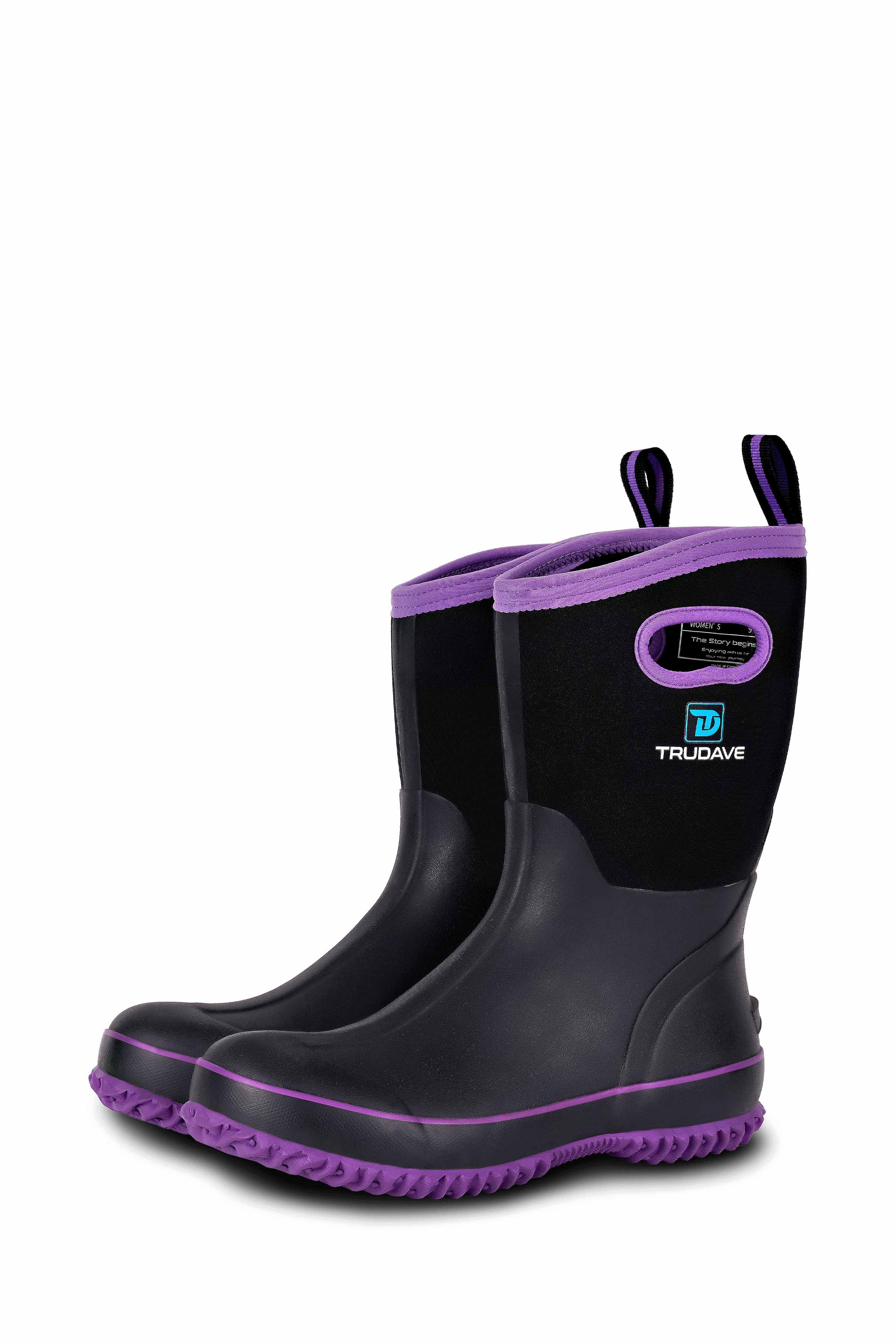 Trudave BloomBoot Series Women's Waterproof Neoprene Garden Rain Boots – Mid-Calf Rubber Design
