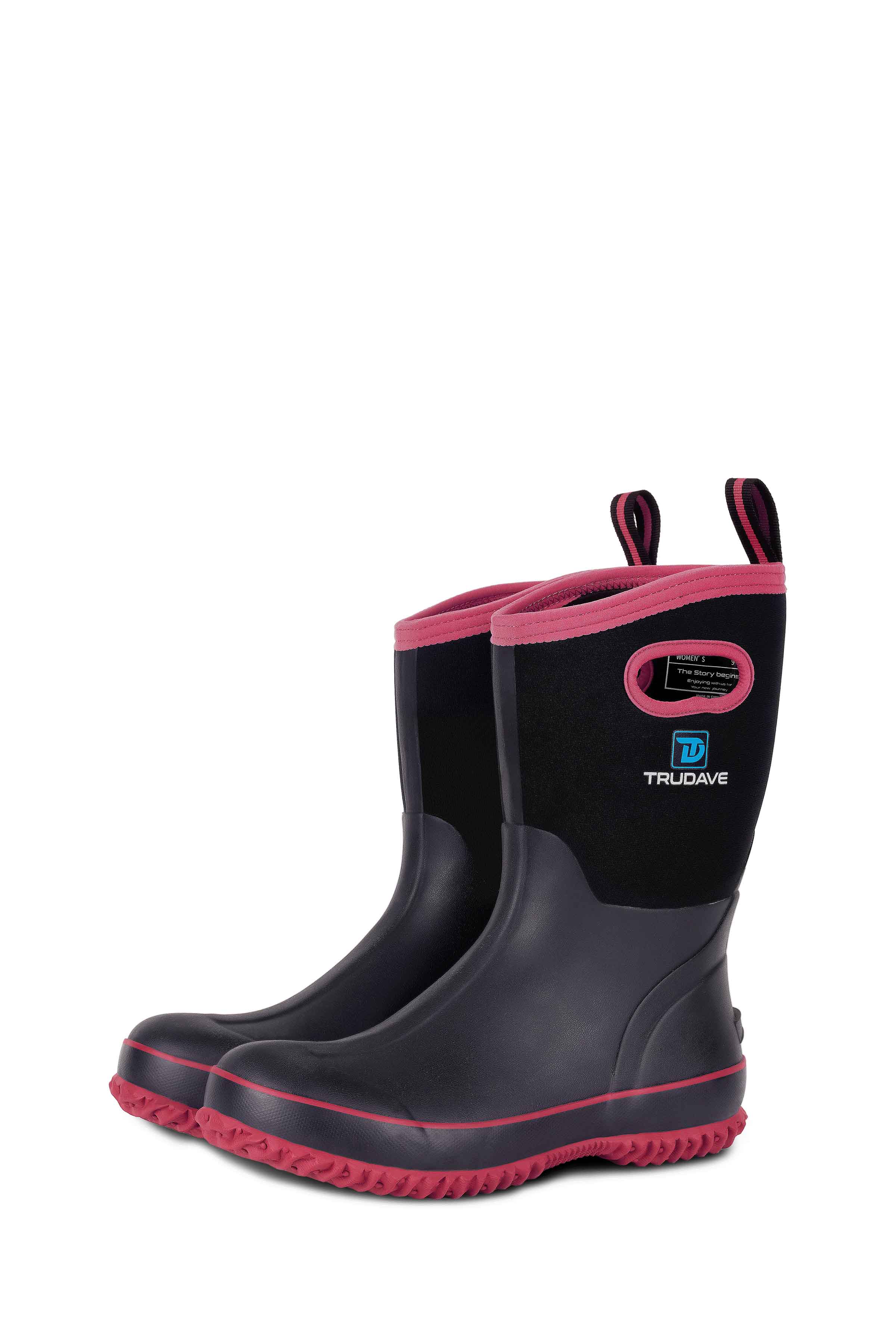 Trudave BloomBoot Series Women's Waterproof Neoprene Garden Rain Boots – Mid-Calf Rubber Design