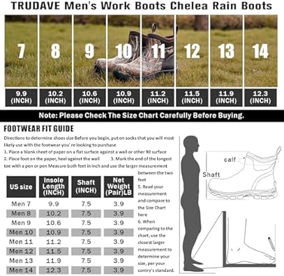 TRUDAVE Rain Boots Waterproof Garden Shoes, Ankle Rubber Work Boots