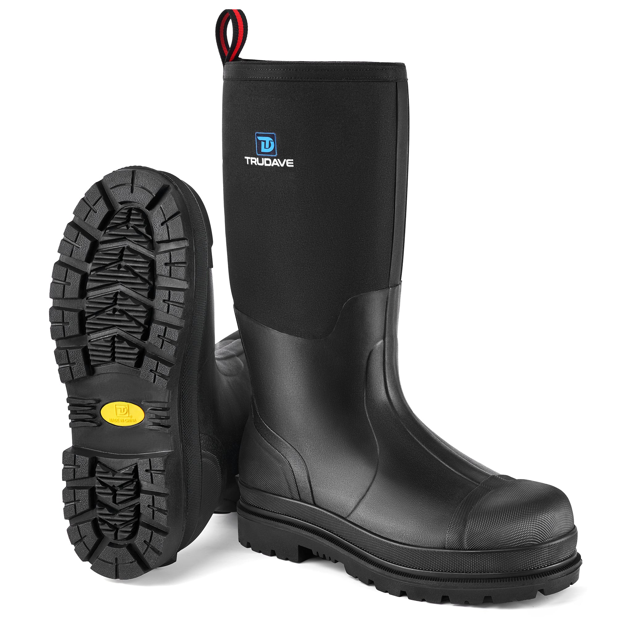 Trudave Men's Tall Waterproof Work Boots with Steel Toe – IronShield Series