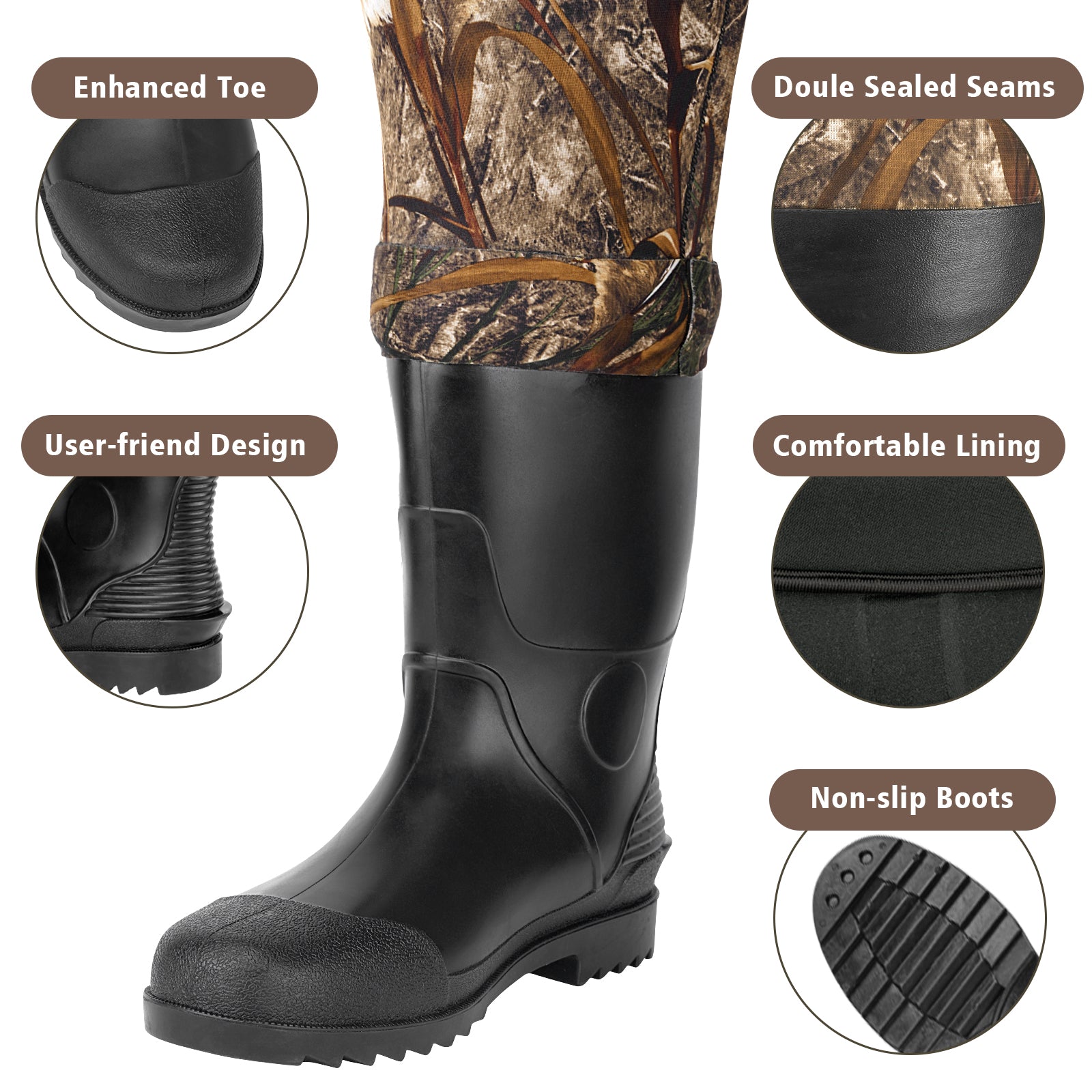 Trudave Hunting Chest Waterproof Neoprene Waders with Boots