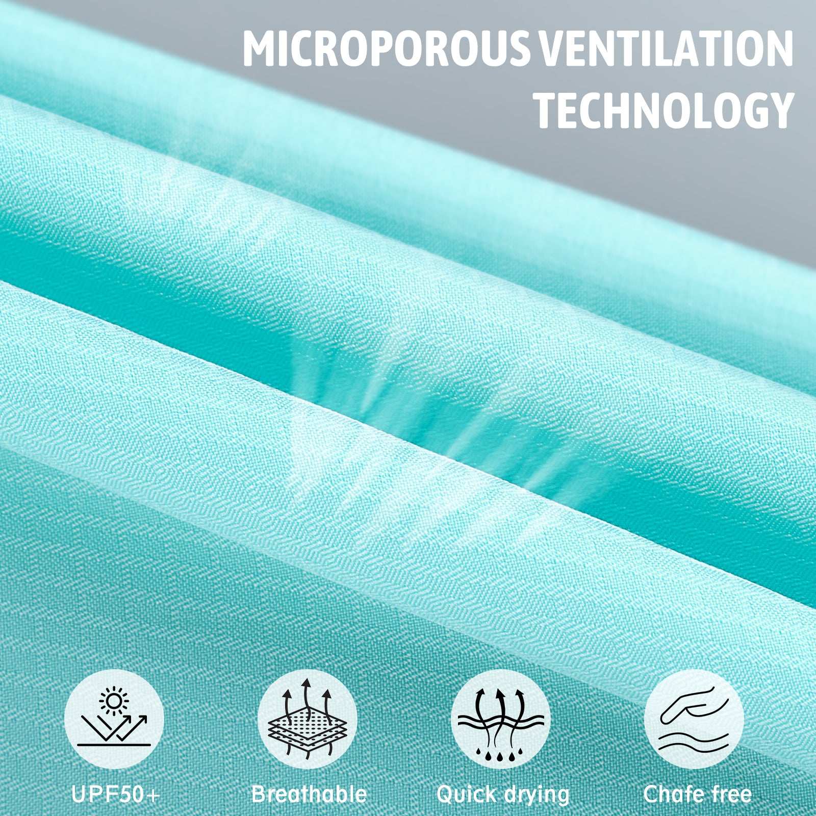 Close-up of blue Trudave Men’s Lightweight Quick-Dry Fishing Shirt – TideGuard Series fabric showing UPF sun protection, breathable quick-dry material, and chafe-free comfort.