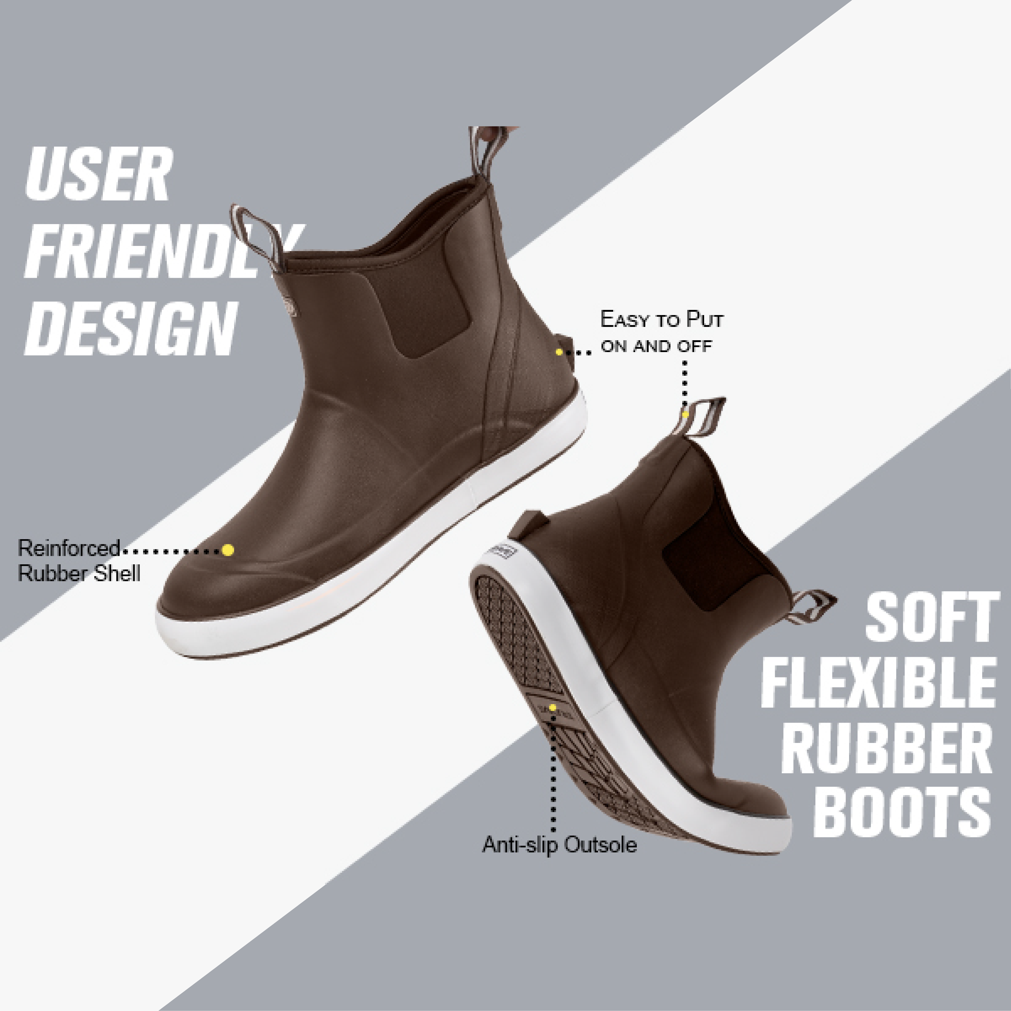 Trudave 6.7" Waterproof Rubber Deck Boots - Marsh Brown