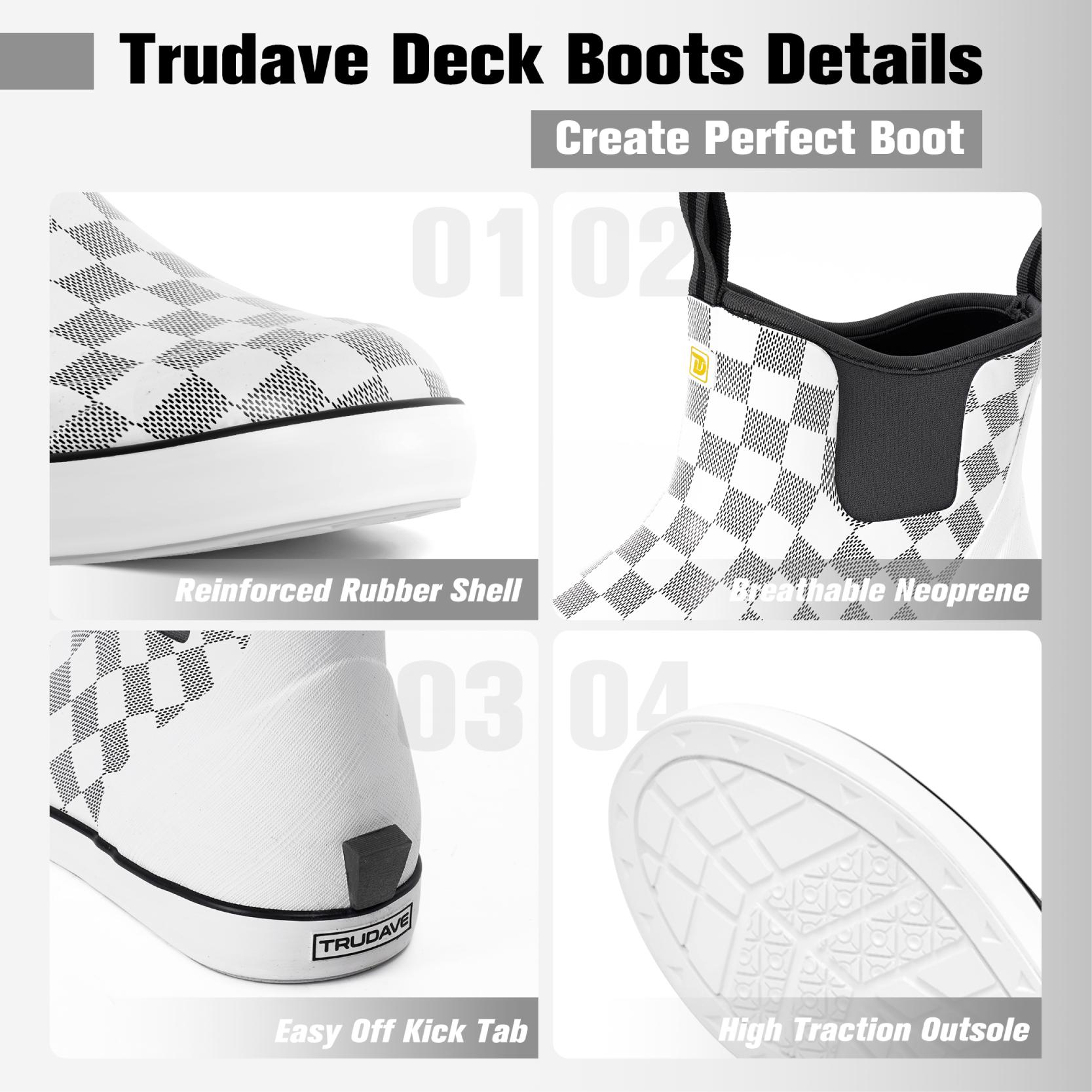 Trudave WaveLock Series men’s waterproof insulated deck boots showcasing premium neoprene build, slip-resistant outsole, and reliable all-day comfort for fishing and outdoor work