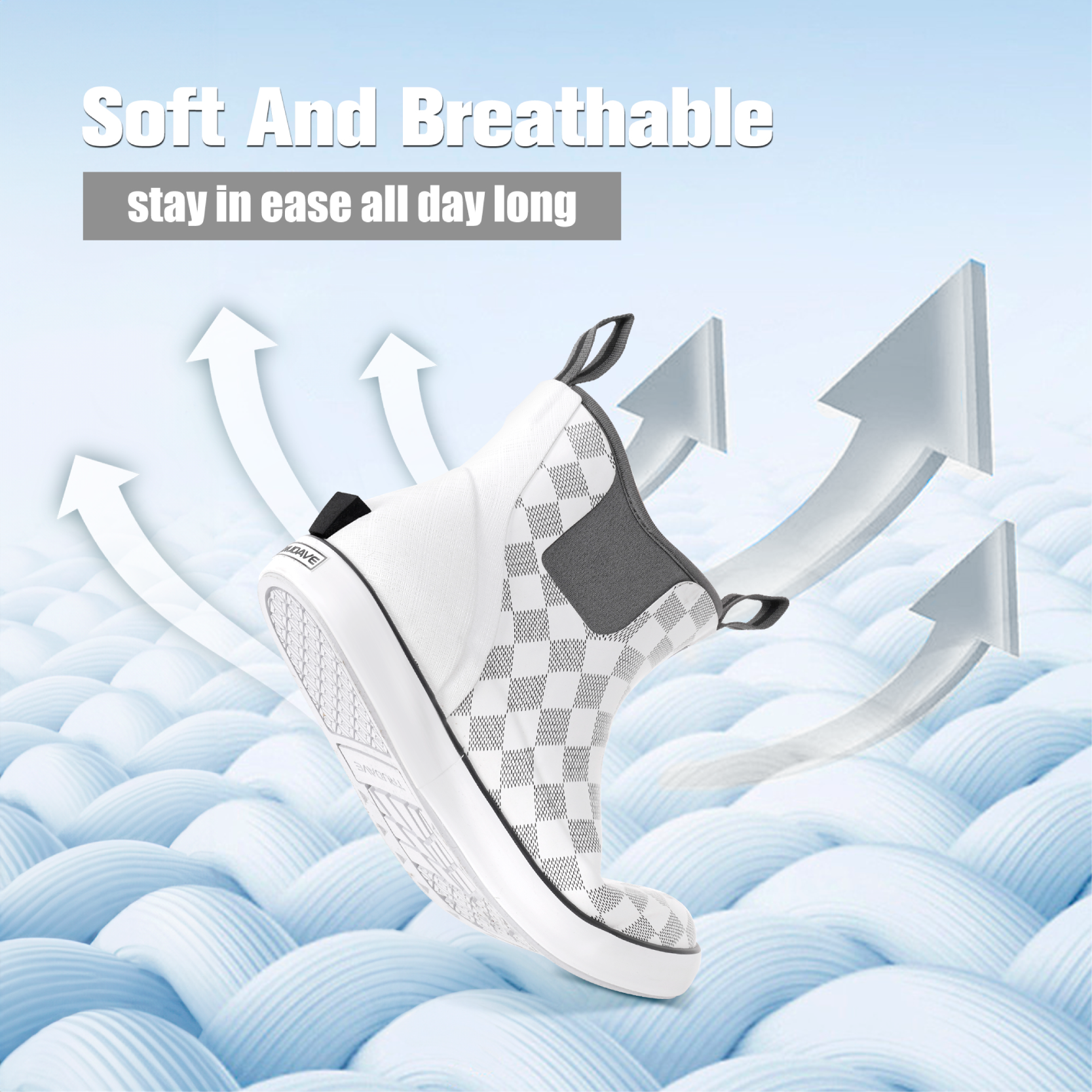 Trudave 6.7" Waterproof Rubber Deck Boots - White Check