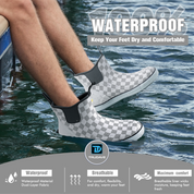 Trudave 6.7" Waterproof Rubber Deck Boots - White Check