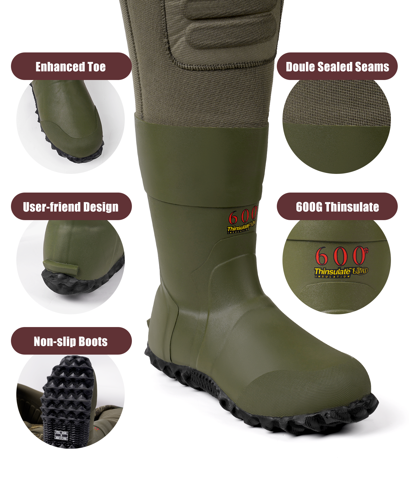 Trudave Rtrudave Series Men's Waterproof Neoprene Hunting Chest Waders with Boots – Duck Hunting