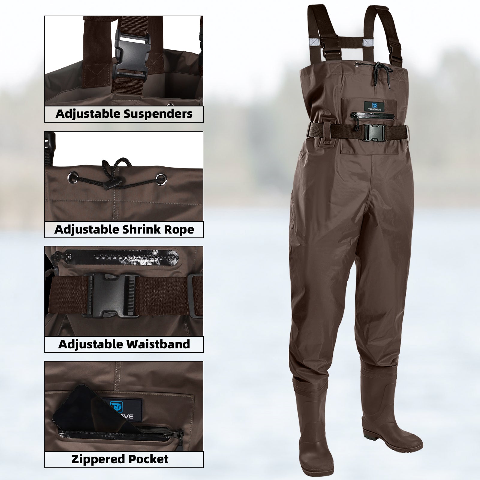 Trudave Bootfoot Waders for Men and Women-Brown – TRUDAVE Gear