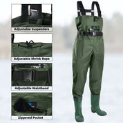 Trudave Fishing Waders with Boots for Men and Women-Green