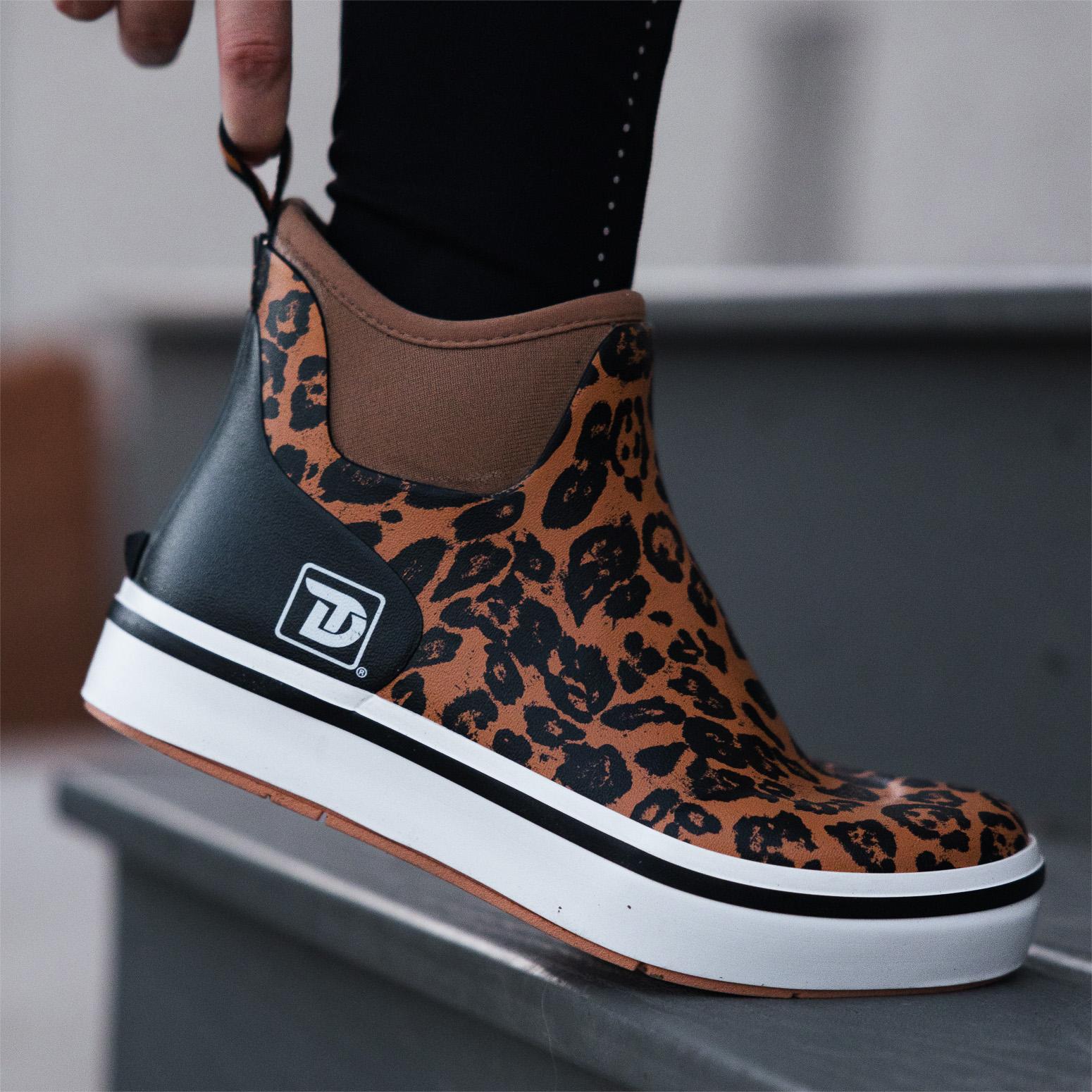 Trudave Leopard Print Ankle Deck Boots for Women
